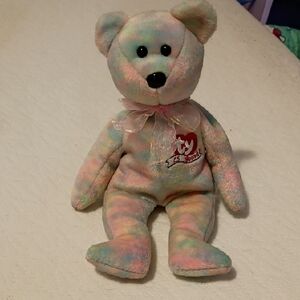 Ty Pastel Rainbow Plush Bear with Ribbon Bow